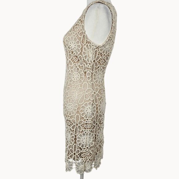 Boho Victorian Antique Revival Lace Short Party Glam Dress Joseph Ribkoff 6 Whit - Picture 8 of 16